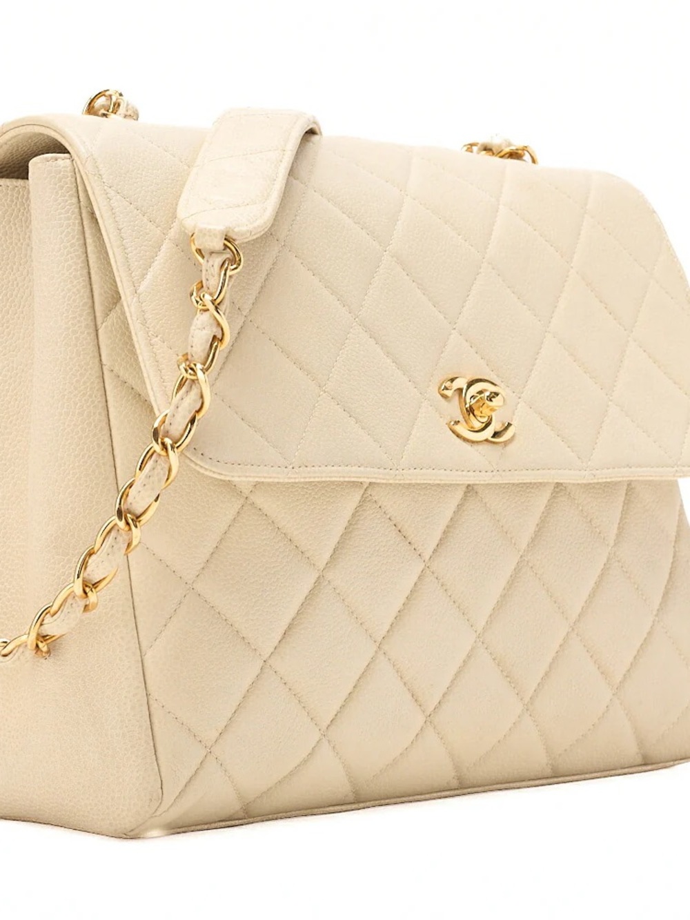 CHANEL Matelasse Square Chain Shoulder Bag – Beige
